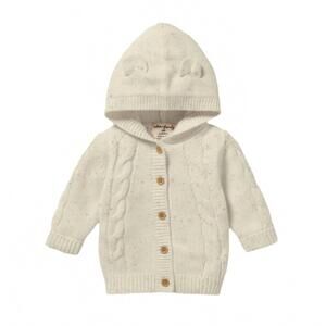 NEW WILSON + FRENCHY kid's speckle knit cable sweater in cream